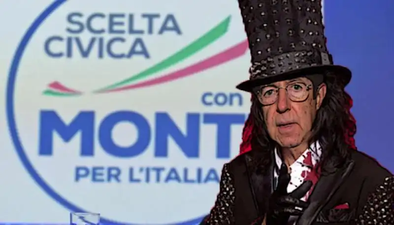 MARIO MONTI VERSIONE ALICE COOPER CON LOGO LISTA MONTI