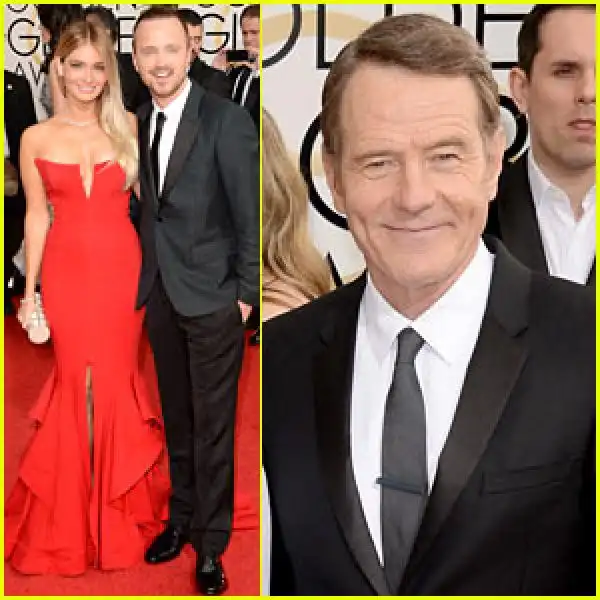 aaron paul bryan cranston golden globes red carpet 