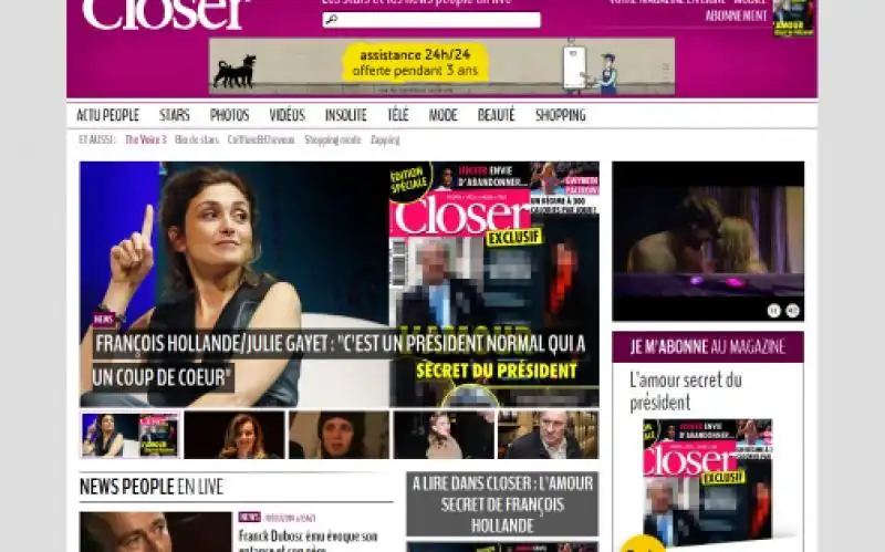 HOLLANDE-GAYET: IL SITO CENSURATO DI "CLOSER"