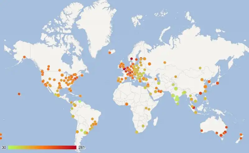 mappa delle citta piu costose al mondo 