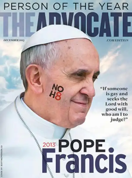 PAPA FRANCESCO BERGOGLIO SULLA COPERTINA DI THE ADVOCATE MENSILE DELLA COMUNITA GAY