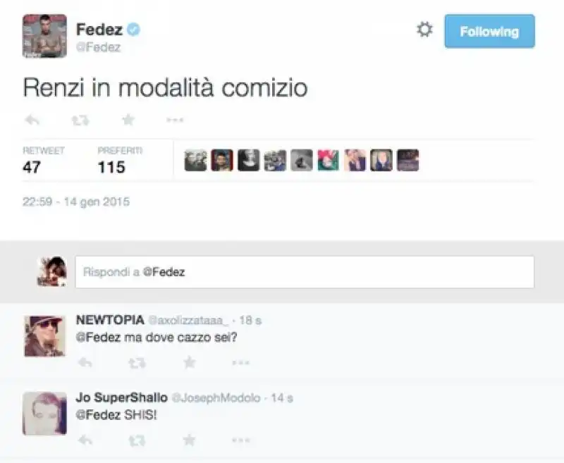 fedez cancella il tweet su renzi