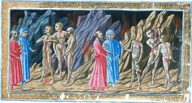 MAOMETTO ALL INFERNO DI DANTE APERTO A META ILLUSTRAZIONE DI PRIAMO DELLA QUERCIA