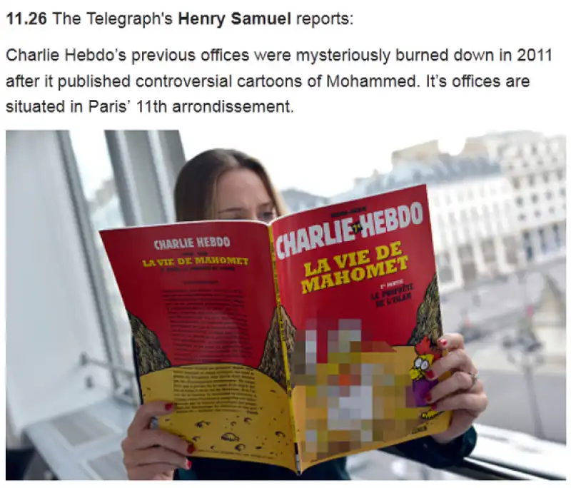 telegraph censura charlie hebdo