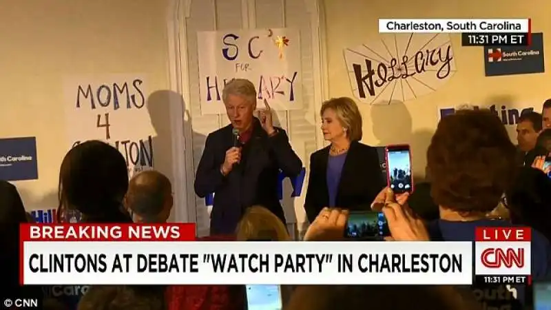 bill clinton a charleston per il dibattito di hillary