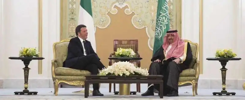 renzi con re salman dell arabia saudita