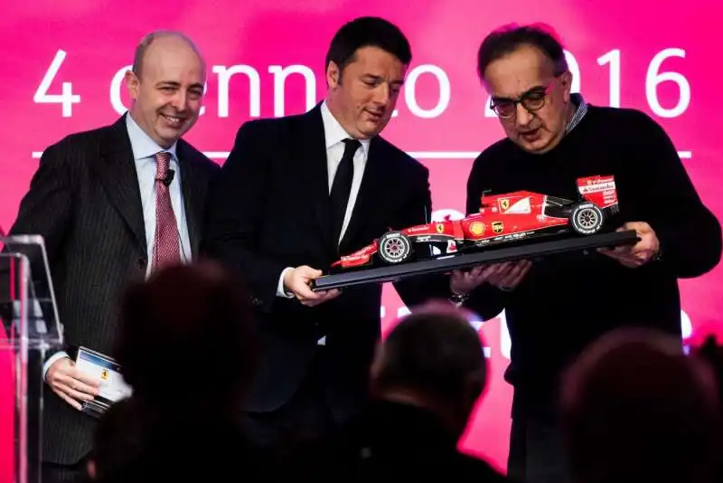 renzi marchionne elkann alla borsa per la quotazione di ferrari    