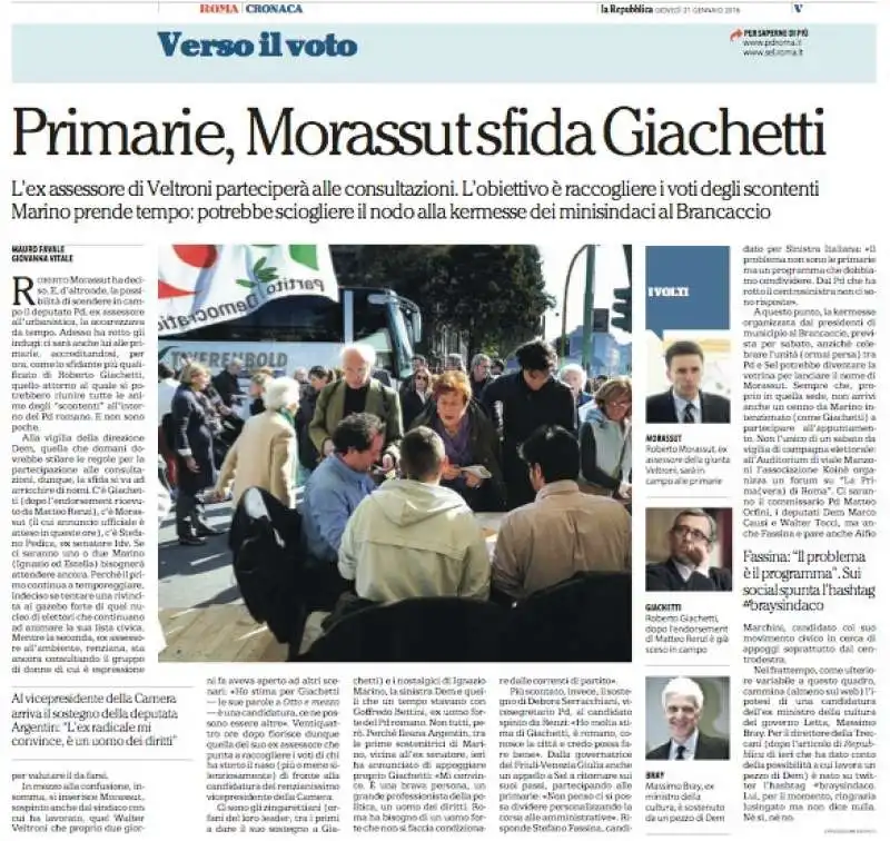 REPUBBLICA RIPRENDE LA BUFALA DELLA CANDIDATURA DI MORASSUT