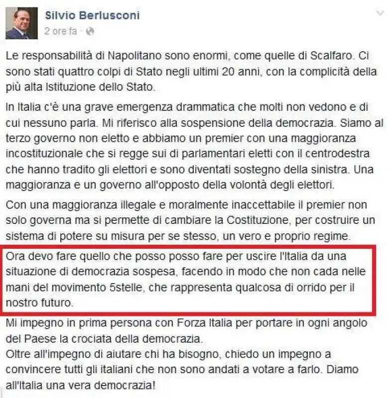 STRAFALCIONE DI SILVIO BERLUSCONI FACEBOOK