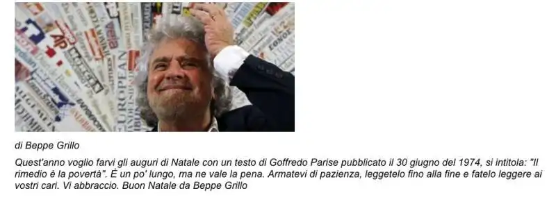 beppe grillo gli auguri di natale citando la poverta di parise