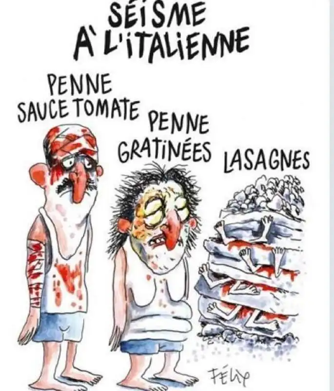 CHARLIE HEBDO SUL TERREMOTO AMATRICE