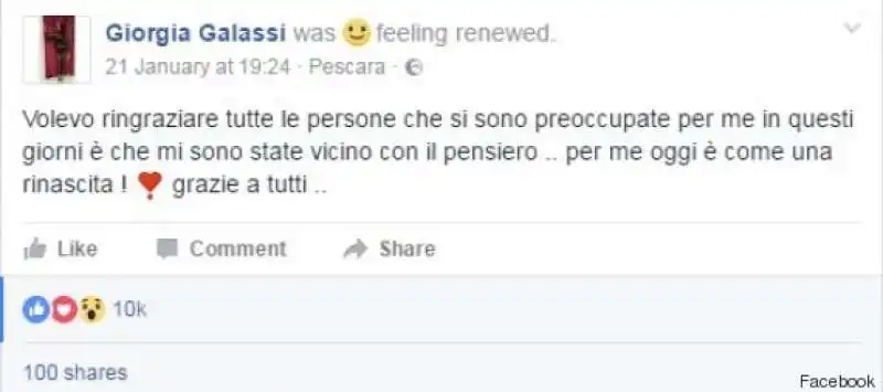 Giorgia Galassi su facebook