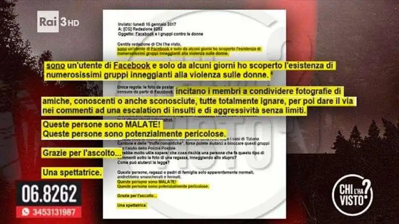 GLI INSULTI  FACEBOOK LETTI DA FEDERICA SCIARELLI A CHI L HA VISTO