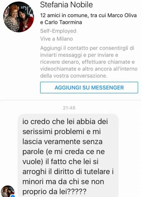 messaggio di stefania nobile ad antonio marziale