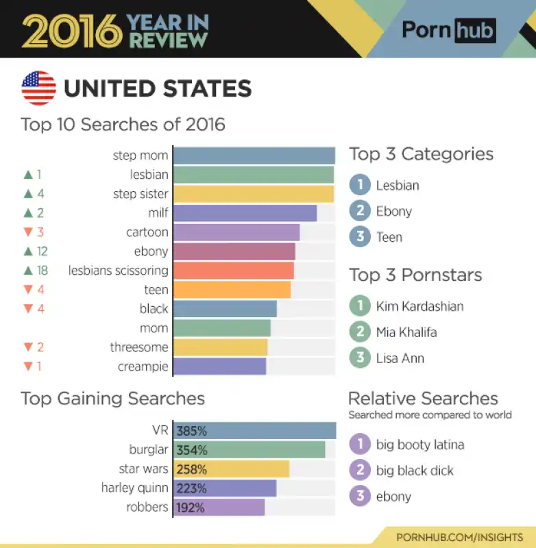 pornhub report 2016   stati uniti    