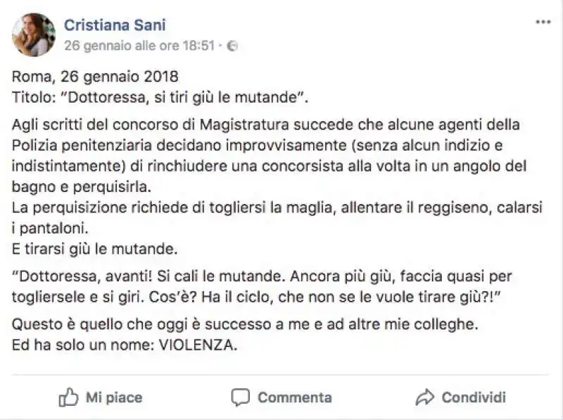 CRISTIANA SANI E IL CONCORSO IN MAGISTRATURA