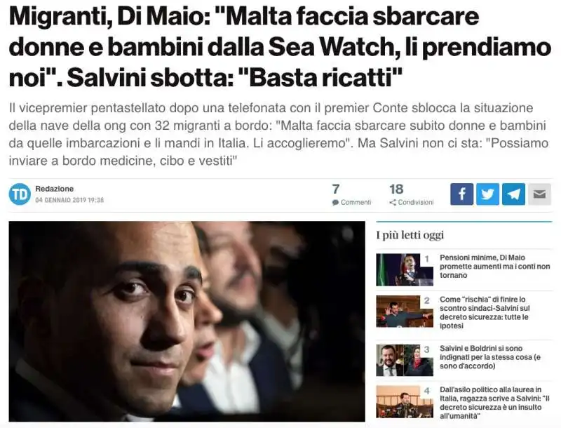 4 GENNAIO DI MAIO SUI MIGRANTI FATE SCENDERE DONNE E BAMBINI LI ACCOGLIAMO NOI