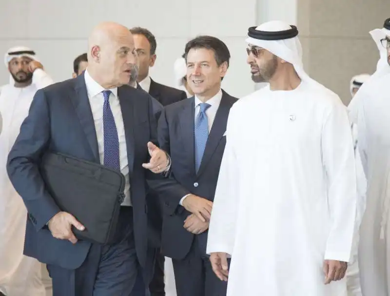 giuseppe  conte claudio descalzi mohammed bin zayed al nahyan 