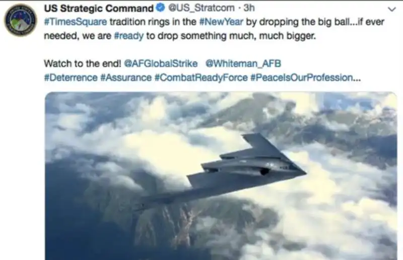 il tweet del comando strategico usa