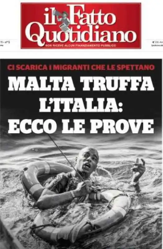 LA PRIMA PAGINA SU MALTA E MIGRANTI DEL FATTO