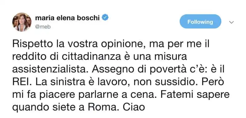 maria elena boschi risponde a lo stato sociale su twitter