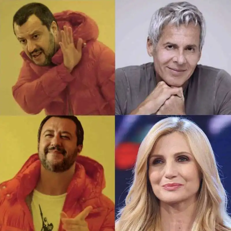 SALVINI IN VERSIONE DRAKE, CLAUDIO BAGLIONI E LORELLA CUCCARINI (BY LUGHINO)