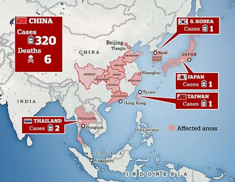 diffusione del corona virus in cina