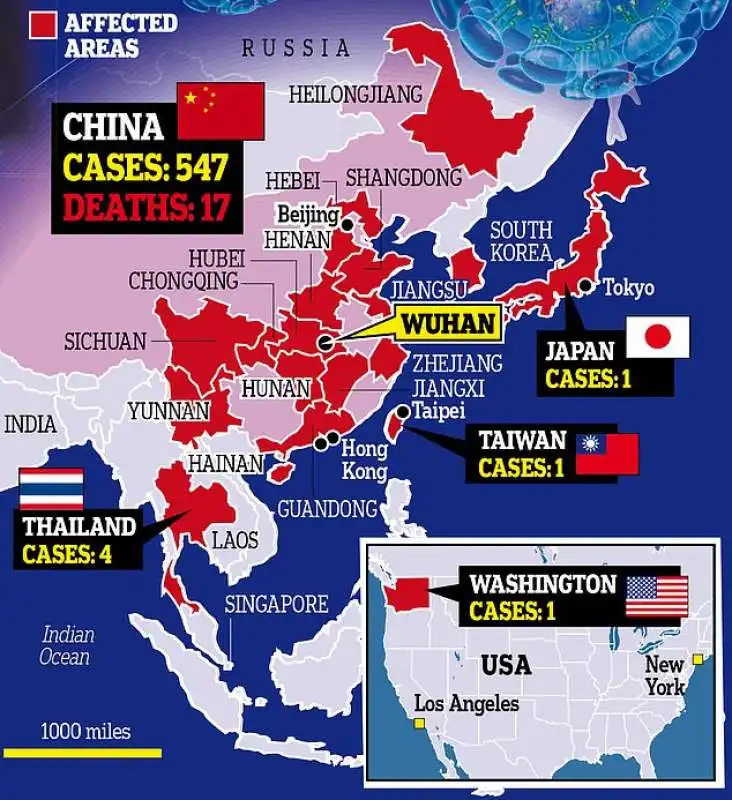 diffusione del coronavirus cinese