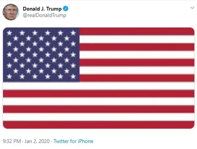 il tweet di donald trump dopo l'raid usa a baghdad