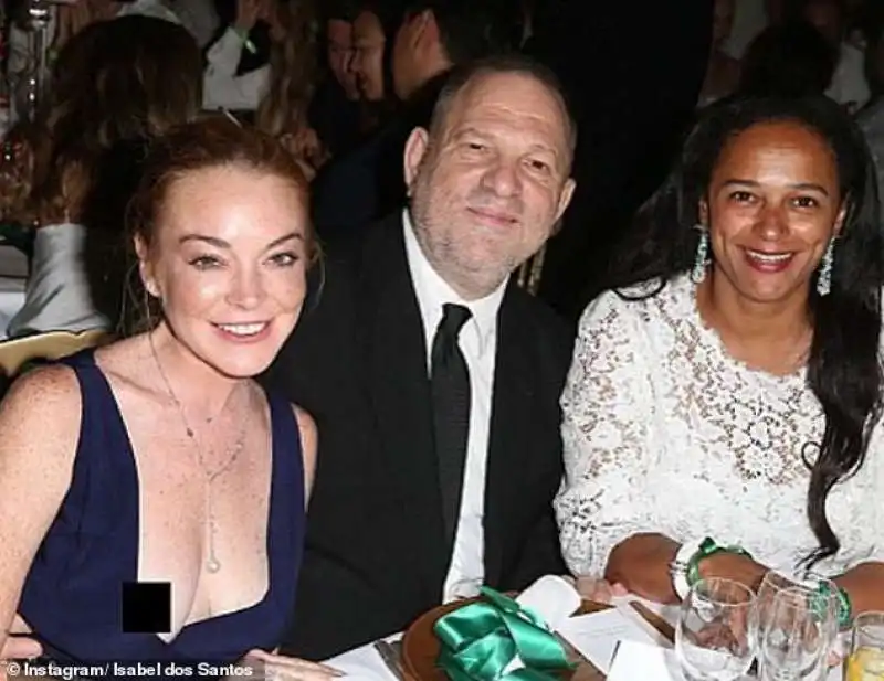 isabel dos santos con harvey weinstein e lindsay lohan 