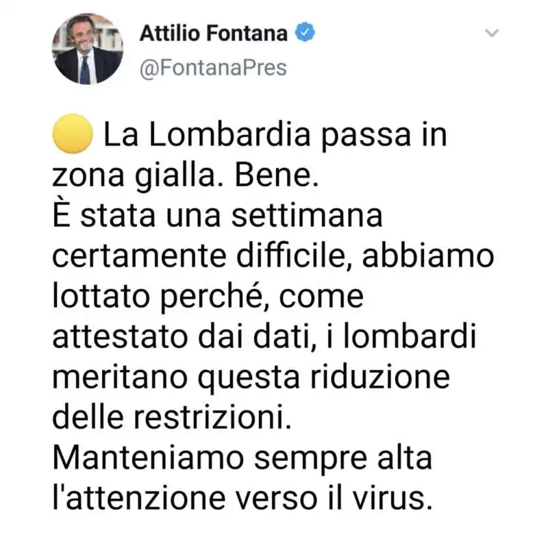 ATTILIO FONTANA ANNUNCIA CHE LA LOMBARDIA PASSA IN ZONA GIALLA