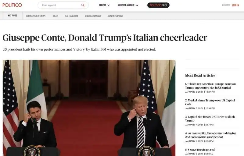 CONTE CHEERLEADER DI TRUMP - POLITICO