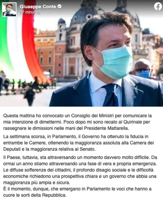 IL POST DI CONTE DOPO LE DIMISSIONI