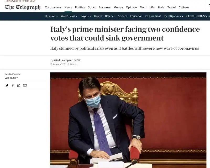 telegraph sulla crisi di governo