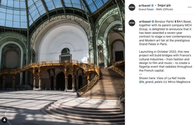 ART BASEL CONQUISTA IL GRAND PALAIS DI PARIGI 