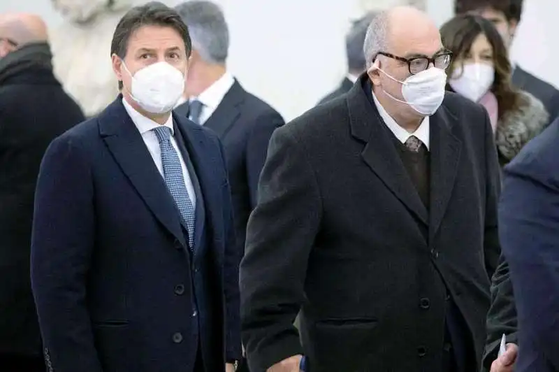 GIUSEPPE CONTE E GOFFREDO BETTINI ALLA CAMERA ARDENTE DI DAVID SASSOLI