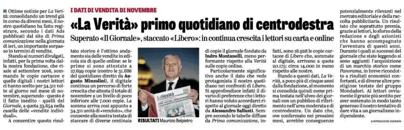 la verita primo giornale di centrodestra