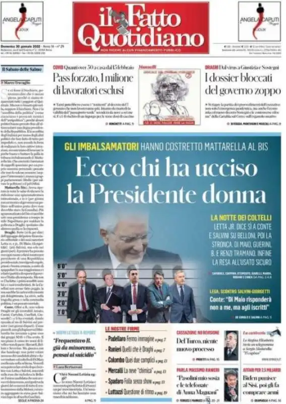 mattarella bis   prima pagina il fatto quotidiano 