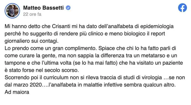 MATTEO BASSETTI CONTRO ANDREA CRISANTI 