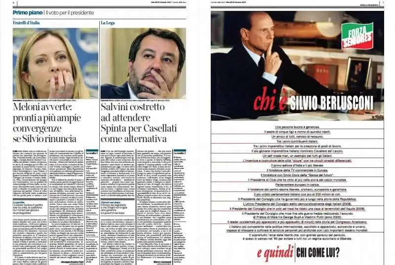 PAGINATA A PAGAMENTO DI FORZA SENIORES SUL CORRIERE DELLA SERA SILVIO BERLUSCONI 