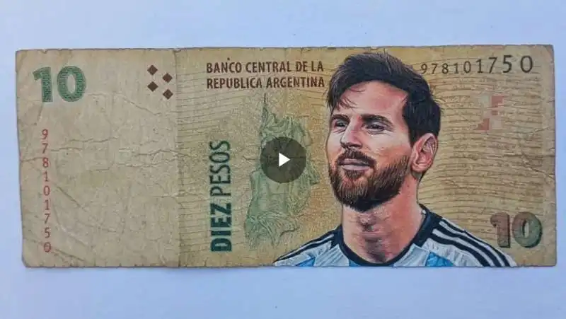 banconota da 10 pesos con il volto di leo messi