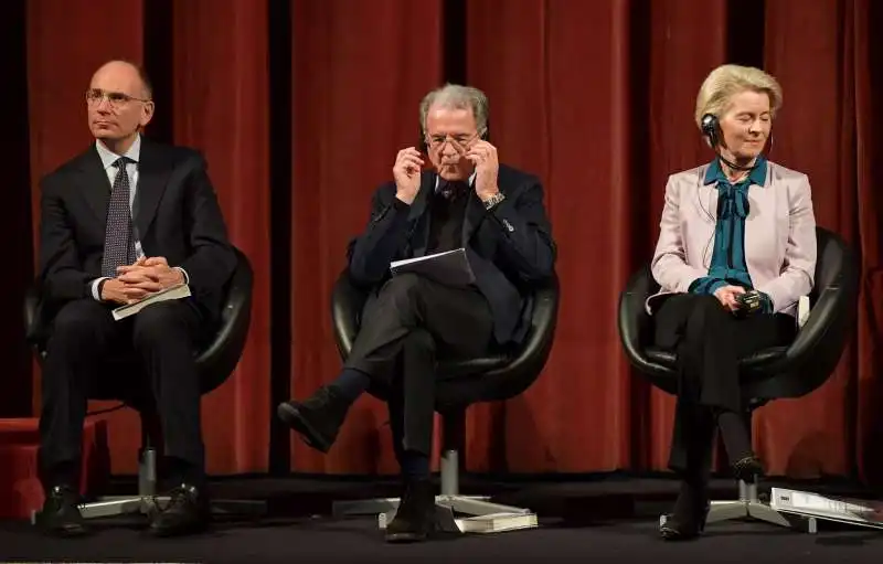 enrico letta  romano prodi  ursula von der leyen  foto di bacco