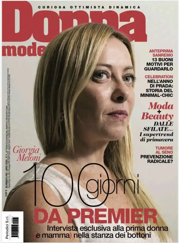 GIORGIA MELONI IN COPERTINA SU DONNA MODERNA 