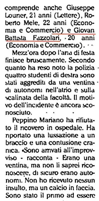 GIOVAN BATTISTA FAZZOLARI MENATO ALLA SAPIENZA NEL 1992 