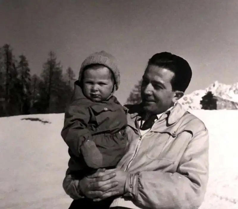 GIULIO ANDREOTTI A CORTINA CON IL FIGLIO LAMBERTO 