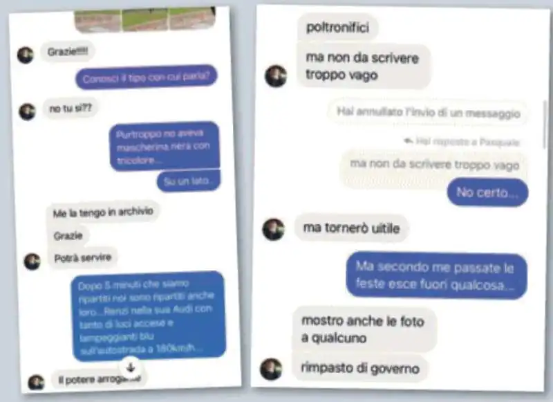 la chat della professoressa che ha fotografato renzi e mancini con un blogger