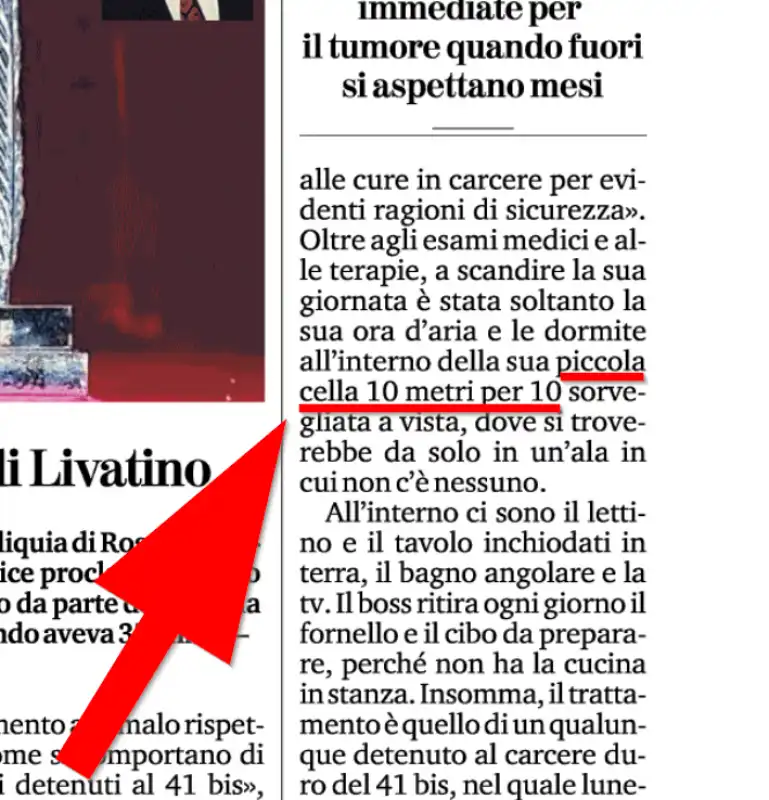 La Stampa, piccola cella da 10 metri per 10