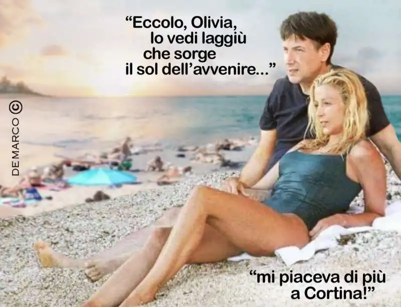 OLIVIA PALADINO E GIUSEPPE CONTE  A CORTINA  MEME BY DEMARCO 