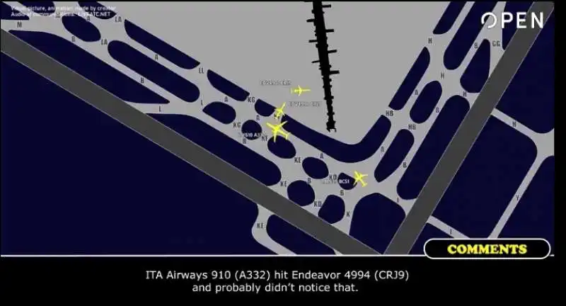 ricostruzione incidente airbus ita airways a new york