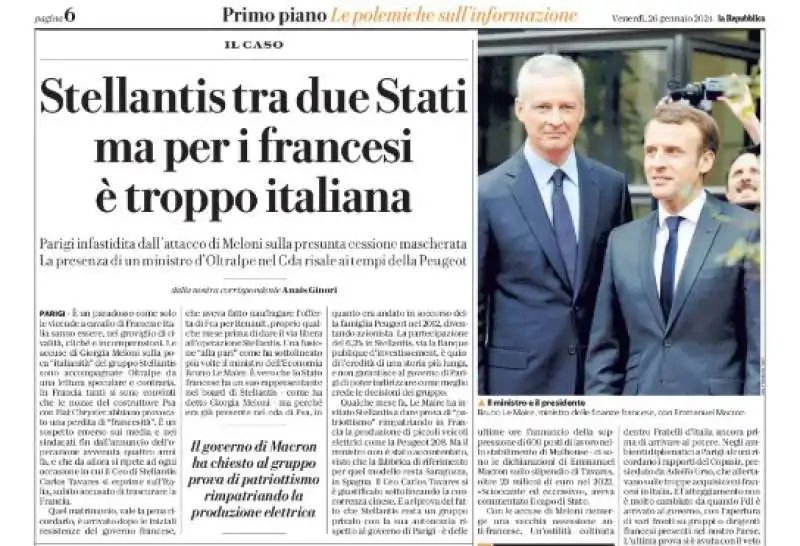 ARTICOLO DI REPUBBLICA SU STELLANTIS - 26 GENNAIO 2023 